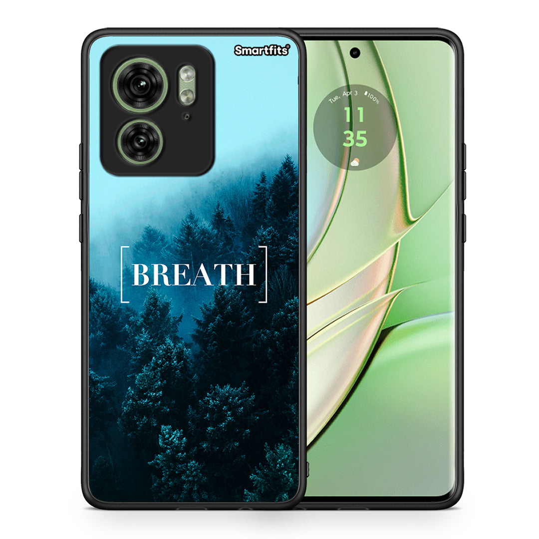 Θήκη Motorola Edge 40 5G Breath Quote από τη Smartfits με σχέδιο στο πίσω μέρος και μαύρο περίβλημα | Motorola Edge 40 5G Breath Quote case with colorful back and black bezels