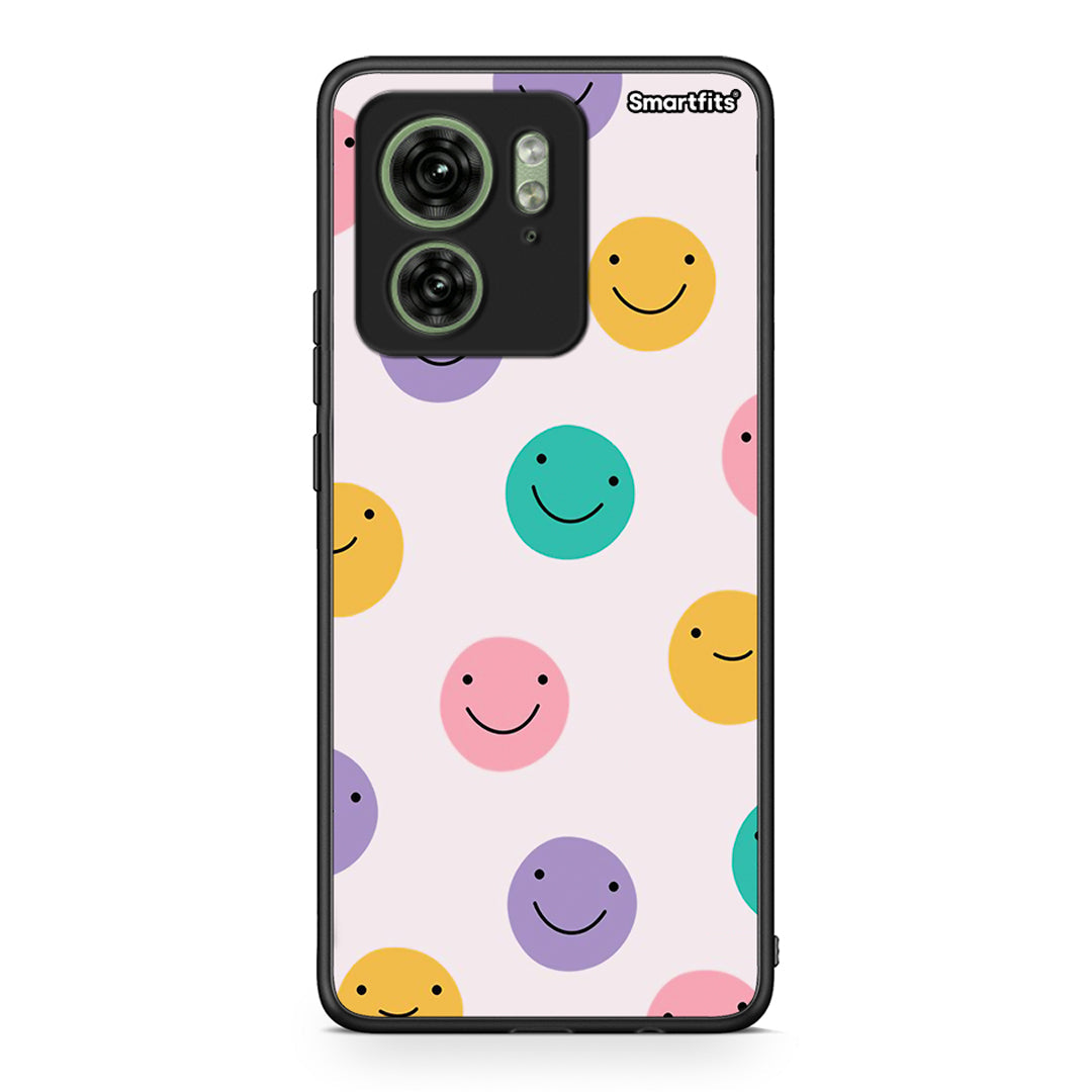 Motorola Edge 40 5G Smiley Faces θήκη από τη Smartfits με σχέδιο στο πίσω μέρος και μαύρο περίβλημα | Smartphone case with colorful back and black bezels by Smartfits