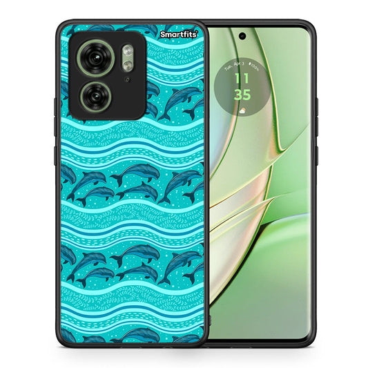 Θήκη Motorola Edge 40 5G Swimming Dolphins από τη Smartfits με σχέδιο στο πίσω μέρος και μαύρο περίβλημα | Motorola Edge 40 5G Swimming Dolphins case with colorful back and black bezels