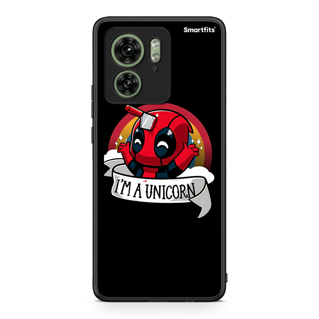 Motorola Edge 40 5G Unicorn Deadpool θήκη από τη Smartfits με σχέδιο στο πίσω μέρος και μαύρο περίβλημα | Smartphone case with colorful back and black bezels by Smartfits