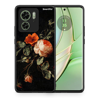 Θήκη Motorola Edge 40 5G Vintage Roses από τη Smartfits με σχέδιο στο πίσω μέρος και μαύρο περίβλημα | Motorola Edge 40 5G Vintage Roses case with colorful back and black bezels