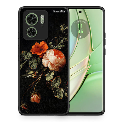Θήκη Motorola Edge 40 5G Vintage Roses από τη Smartfits με σχέδιο στο πίσω μέρος και μαύρο περίβλημα | Motorola Edge 40 5G Vintage Roses case with colorful back and black bezels