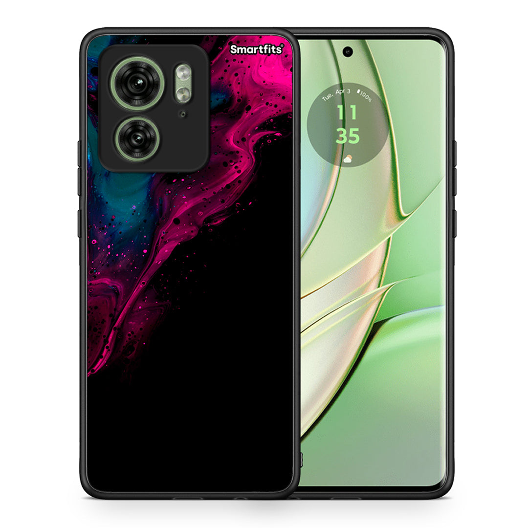 Θήκη Motorola Edge 40 5G Pink Black Watercolor από τη Smartfits με σχέδιο στο πίσω μέρος και μαύρο περίβλημα | Motorola Edge 40 5G Pink Black Watercolor case with colorful back and black bezels