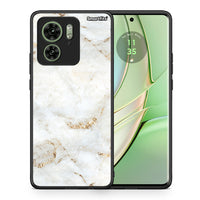 Thumbnail for Θήκη Motorola Edge 40 5G White Gold Marble από τη Smartfits με σχέδιο στο πίσω μέρος και μαύρο περίβλημα | Motorola Edge 40 5G White Gold Marble case with colorful back and black bezels