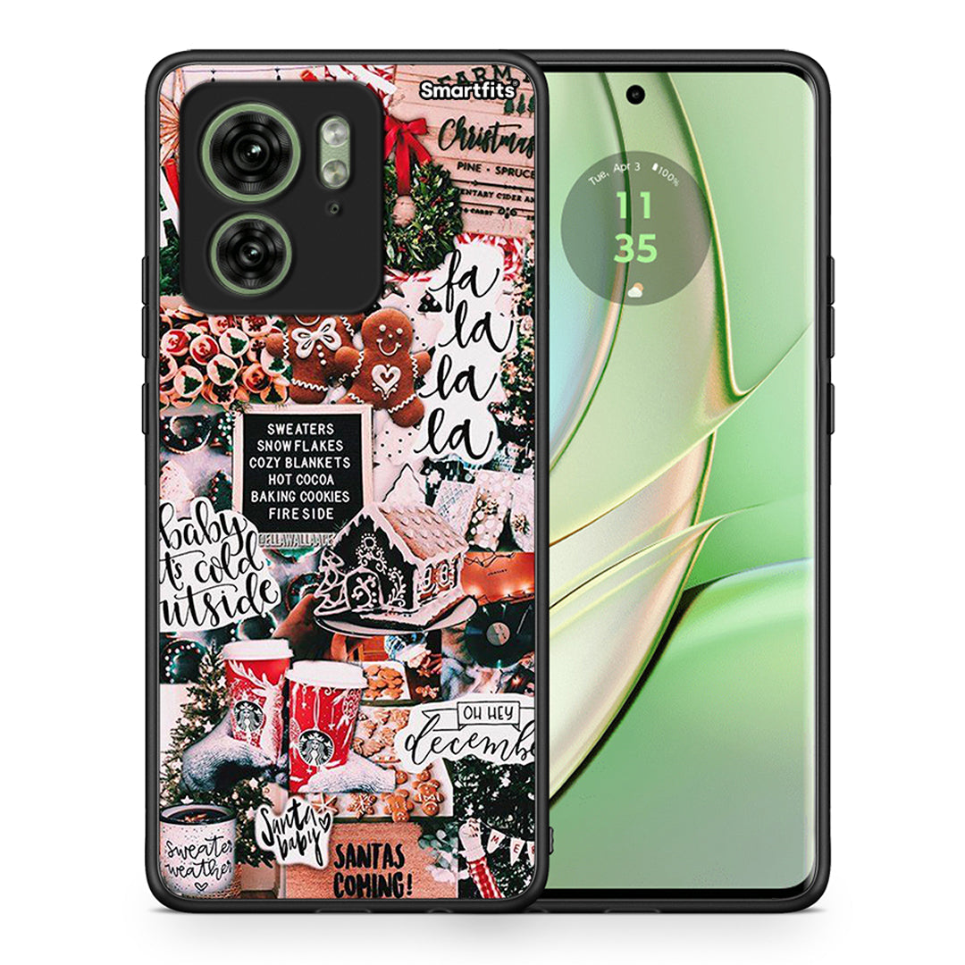 Θήκη Motorola Edge 40 5G Xmas Habbits από τη Smartfits με σχέδιο στο πίσω μέρος και μαύρο περίβλημα | Motorola Edge 40 5G Xmas Habbits case with colorful back and black bezels