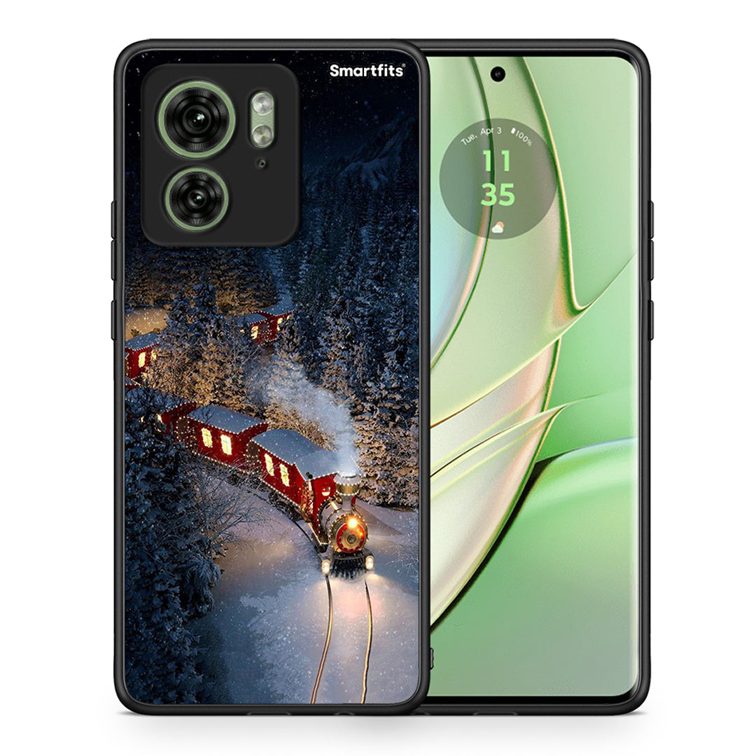 Θήκη Motorola Edge 40 5G Xmas Train από τη Smartfits με σχέδιο στο πίσω μέρος και μαύρο περίβλημα | Motorola Edge 40 5G Xmas Train case with colorful back and black bezels