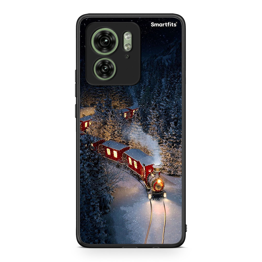 Motorola Edge 40 5G Xmas Train θήκη από τη Smartfits με σχέδιο στο πίσω μέρος και μαύρο περίβλημα | Smartphone case with colorful back and black bezels by Smartfits