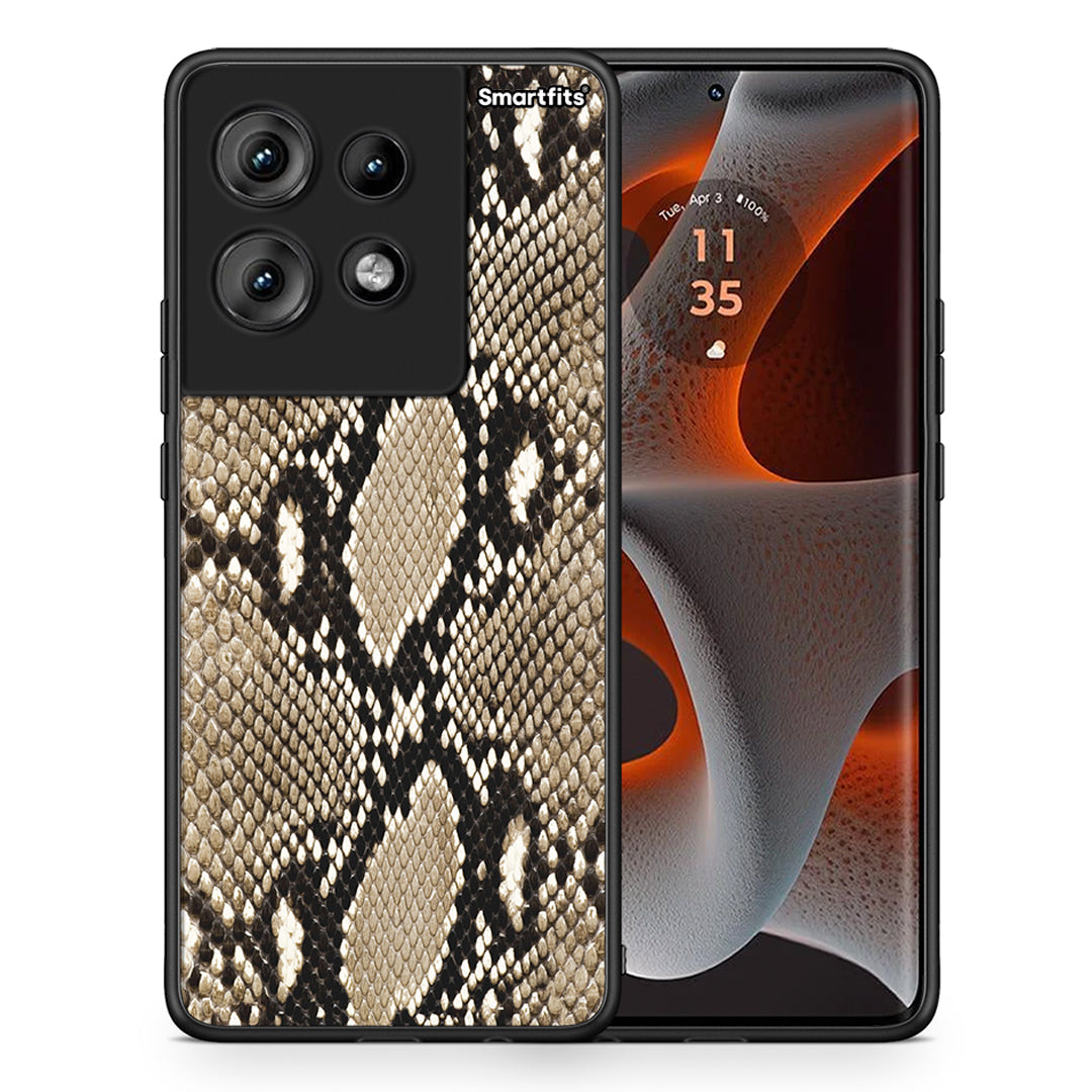 Θήκη Motorola Edge 50 Fashion Snake Animal από τη Smartfits με σχέδιο στο πίσω μέρος και μαύρο περίβλημα | Motorola Edge 50 Fashion Snake Animal case with colorful back and black bezels