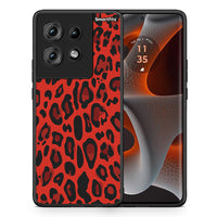 Thumbnail for Θήκη Motorola Edge 50 Red Leopard Animal από τη Smartfits με σχέδιο στο πίσω μέρος και μαύρο περίβλημα | Motorola Edge 50 Red Leopard Animal case with colorful back and black bezels