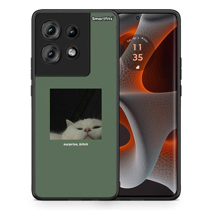 Θήκη Motorola Edge 50 Bitch Surprise από τη Smartfits με σχέδιο στο πίσω μέρος και μαύρο περίβλημα | Motorola Edge 50 Bitch Surprise case with colorful back and black bezels