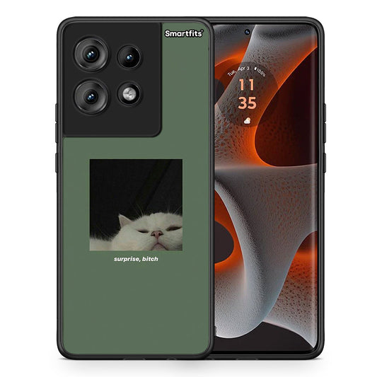Θήκη Motorola Edge 50 Bitch Surprise από τη Smartfits με σχέδιο στο πίσω μέρος και μαύρο περίβλημα | Motorola Edge 50 Bitch Surprise case with colorful back and black bezels