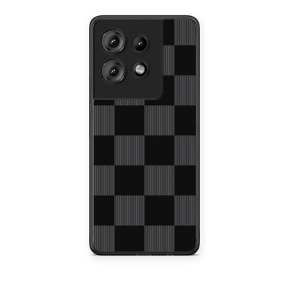 Θήκη Motorola Edge 50 Black and Charcoal Striped Checks από τη Smartfits με σχέδιο στο πίσω μέρος και μαύρο περίβλημα | Motorola Edge 50 Black and Charcoal Striped Checks case with colorful back and black bezels