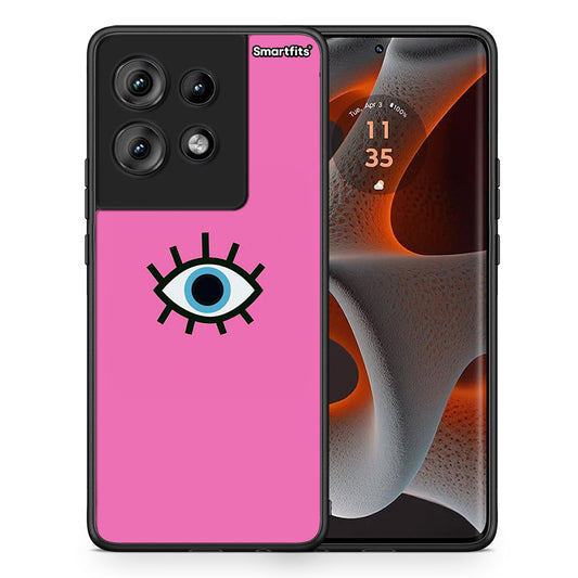 Θήκη Motorola Edge 50 Blue Eye Pink από τη Smartfits με σχέδιο στο πίσω μέρος και μαύρο περίβλημα | Motorola Edge 50 Blue Eye Pink case with colorful back and black bezels