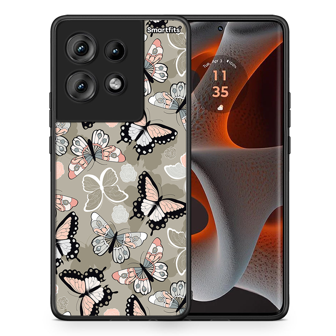 Θήκη Motorola Edge 50 Butterflies Boho από τη Smartfits με σχέδιο στο πίσω μέρος και μαύρο περίβλημα | Motorola Edge 50 Butterflies Boho case with colorful back and black bezels
