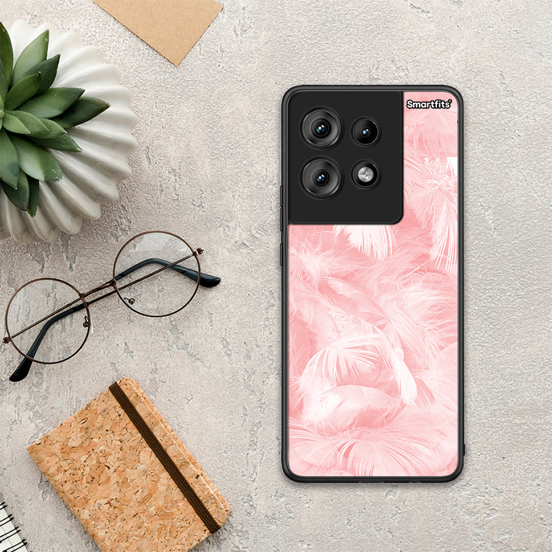 Boho Pink Feather - Motorola Edge 50 θήκη