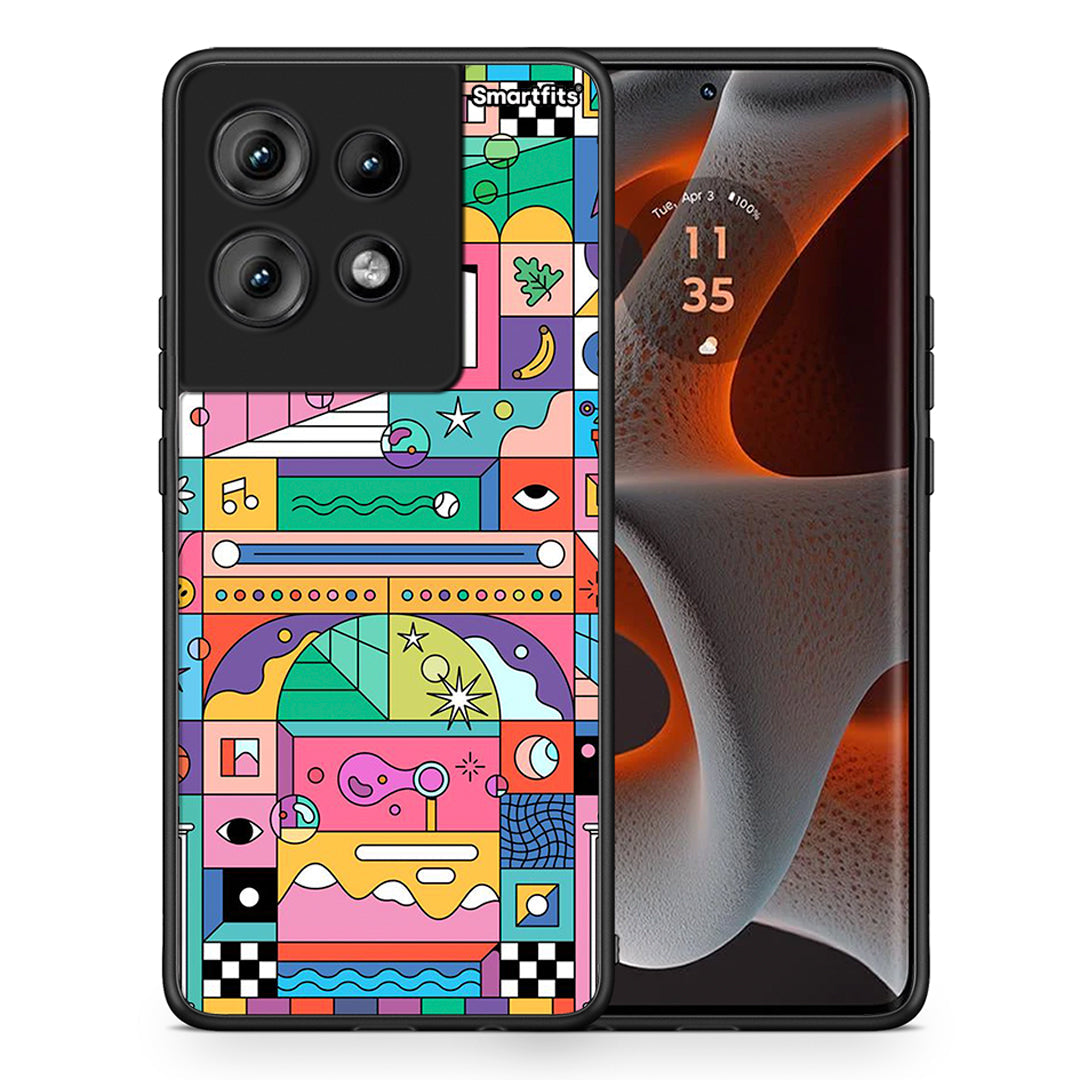 Θήκη Motorola Edge 50 Bubbles Soap από τη Smartfits με σχέδιο στο πίσω μέρος και μαύρο περίβλημα | Motorola Edge 50 Bubbles Soap case with colorful back and black bezels
