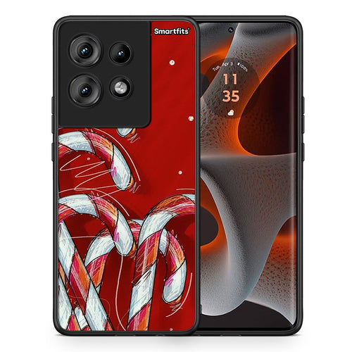 Θήκη Motorola Edge 50 Candy Cane από τη Smartfits με σχέδιο στο πίσω μέρος και μαύρο περίβλημα | Motorola Edge 50 Candy Cane case with colorful back and black bezels