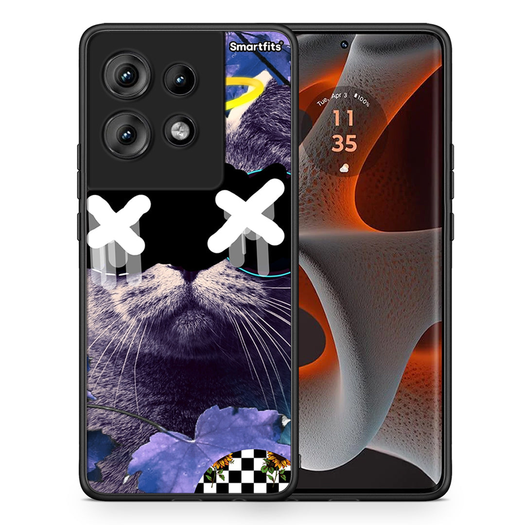 Θήκη Motorola Edge 50 Cat Collage από τη Smartfits με σχέδιο στο πίσω μέρος και μαύρο περίβλημα | Motorola Edge 50 Cat Collage case with colorful back and black bezels