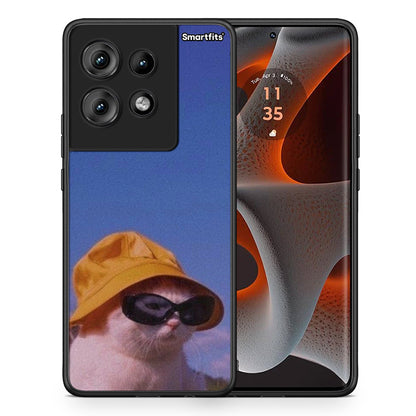 Θήκη Motorola Edge 50 Cat Diva από τη Smartfits με σχέδιο στο πίσω μέρος και μαύρο περίβλημα | Motorola Edge 50 Cat Diva case with colorful back and black bezels