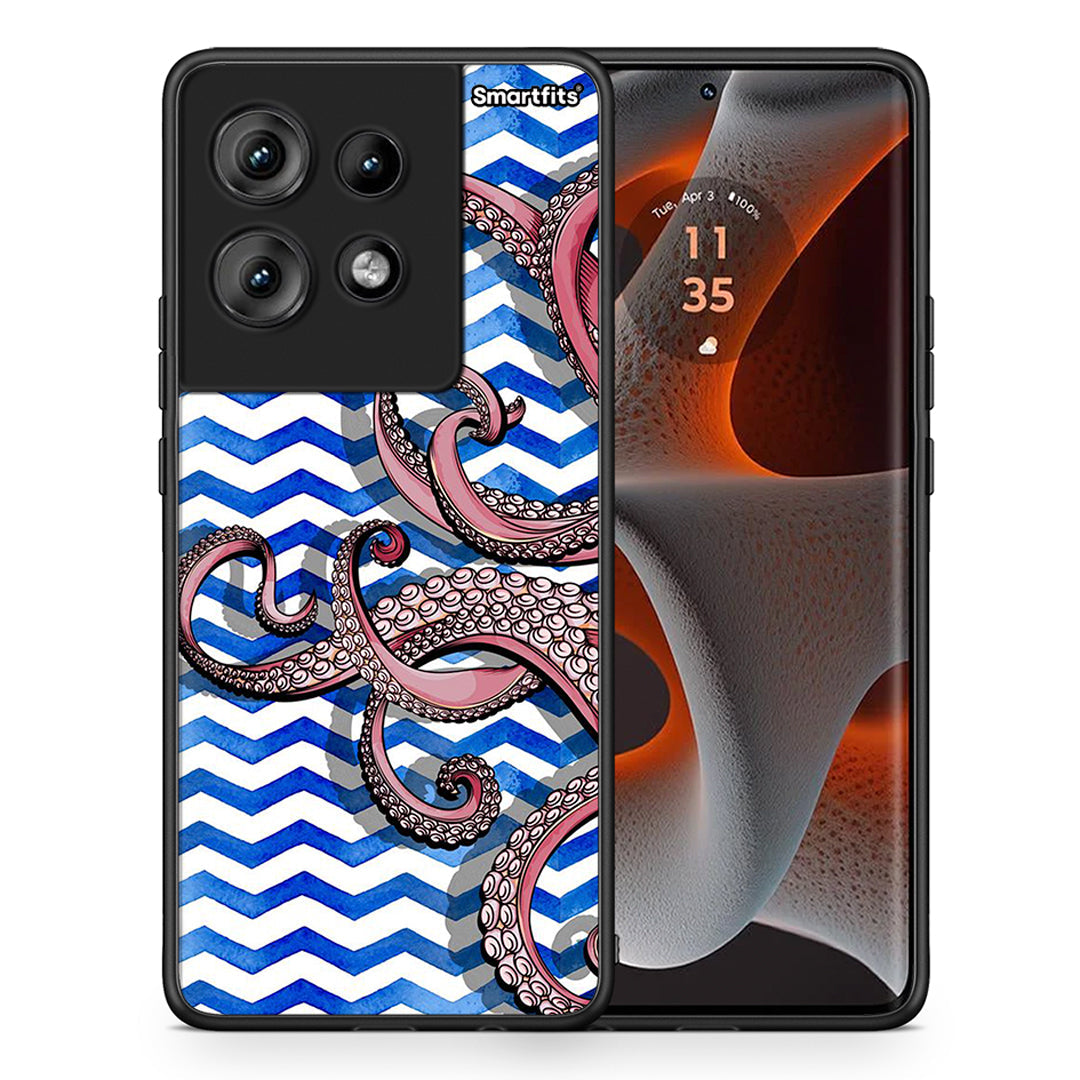 Θήκη Motorola Edge 50 Chevron Devilfish από τη Smartfits με σχέδιο στο πίσω μέρος και μαύρο περίβλημα | Motorola Edge 50 Chevron Devilfish case with colorful back and black bezels
