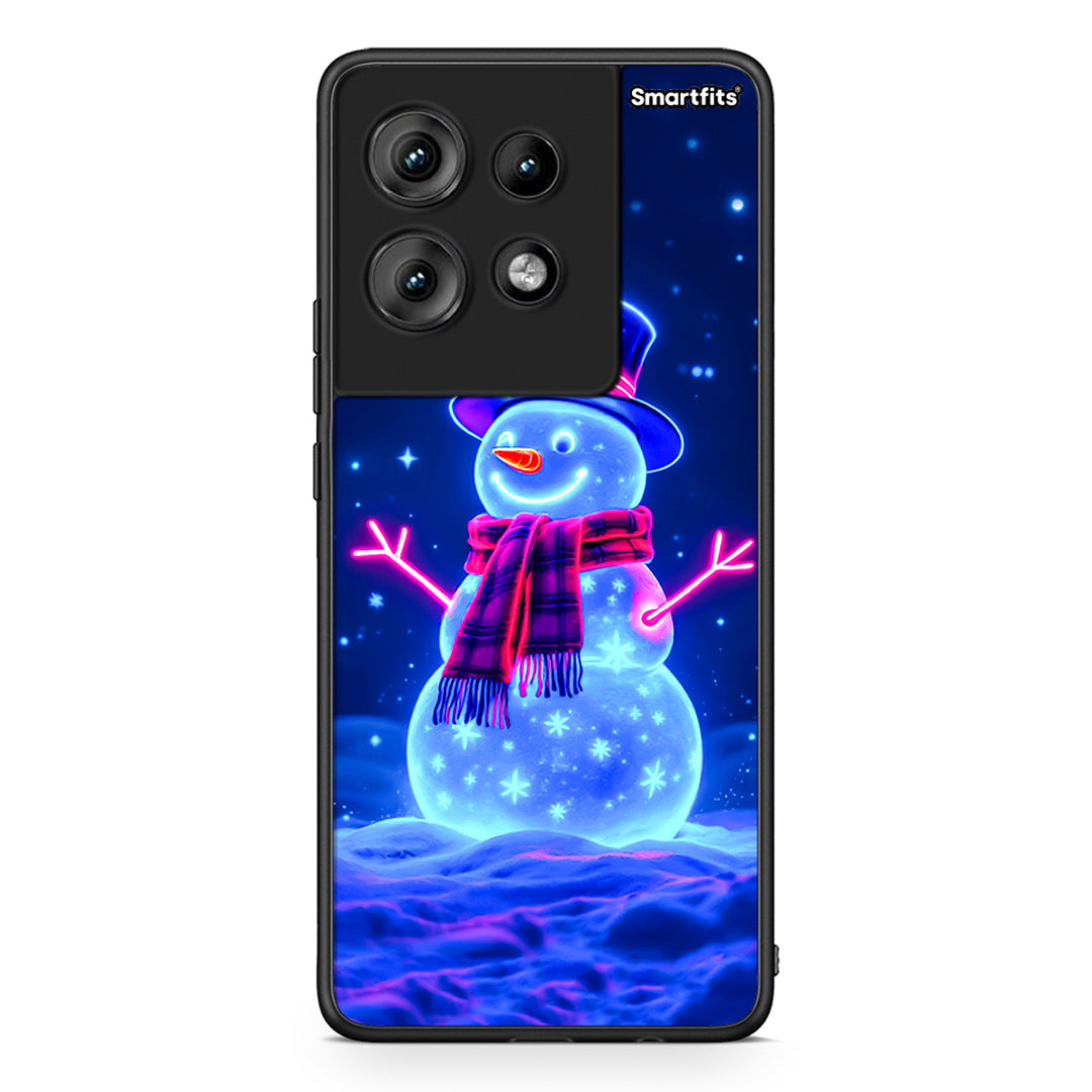 Motorola Edge 50 Christmas Neon Snowman θήκη από τη Smartfits με σχέδιο στο πίσω μέρος και μαύρο περίβλημα | Smartphone case with colorful back and black bezels by Smartfits