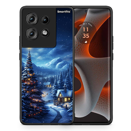 Θήκη Motorola Edge 50 Christmas Scenery από τη Smartfits με σχέδιο στο πίσω μέρος και μαύρο περίβλημα | Motorola Edge 50 Christmas Scenery case with colorful back and black bezels