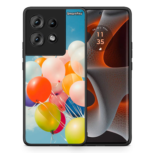 Θήκη Motorola Edge 50 Colorful Balloons από τη Smartfits με σχέδιο στο πίσω μέρος και μαύρο περίβλημα | Motorola Edge 50 Colorful Balloons case with colorful back and black bezels