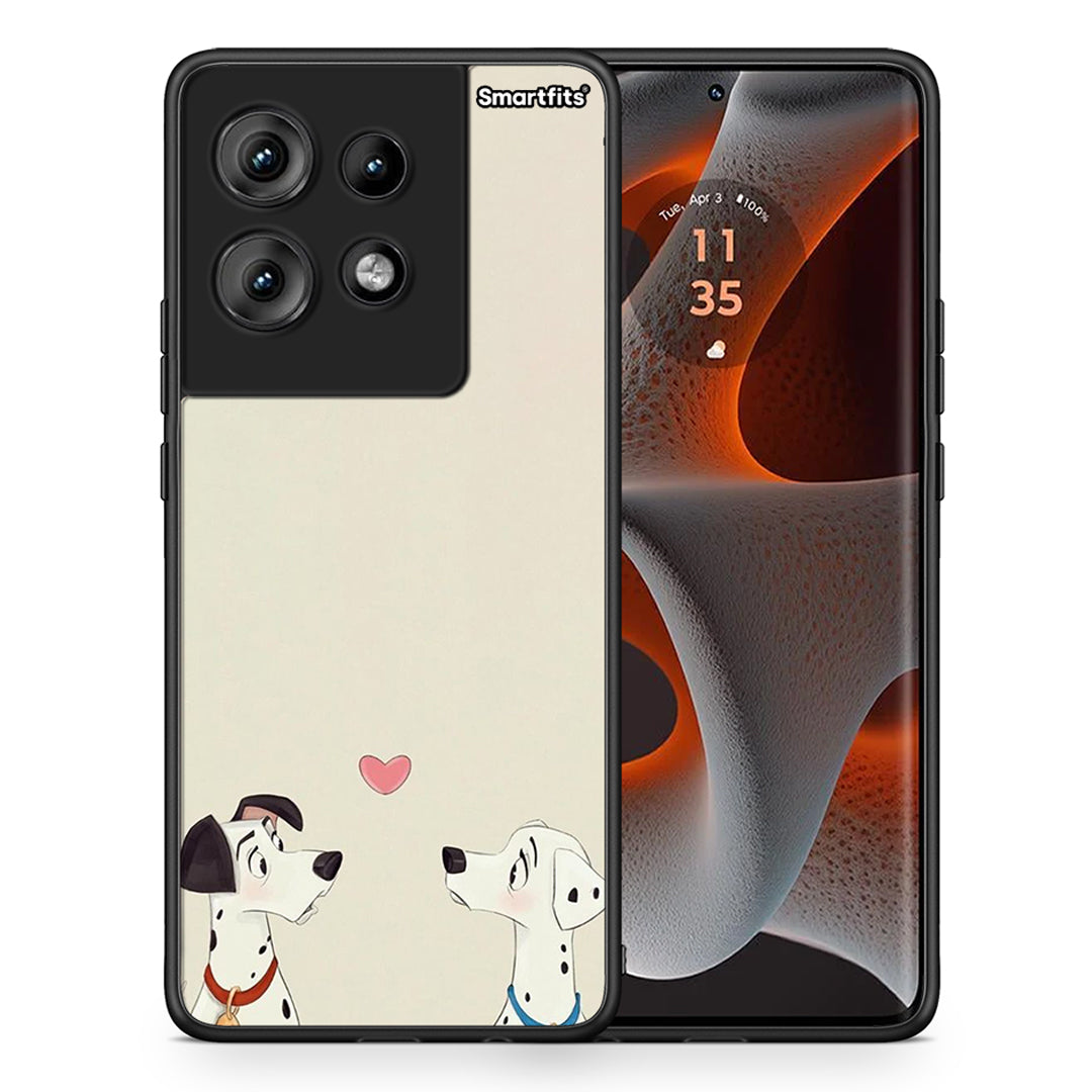 Θήκη Motorola Edge 50 Dalmatians Love από τη Smartfits με σχέδιο στο πίσω μέρος και μαύρο περίβλημα | Motorola Edge 50 Dalmatians Love case with colorful back and black bezels