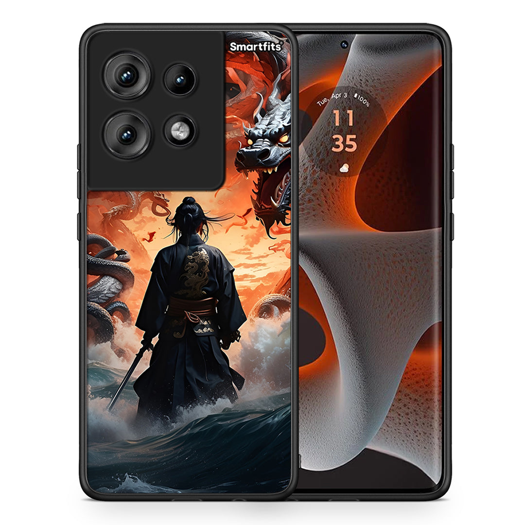 Θήκη Motorola Edge 50 Dragons Fight από τη Smartfits με σχέδιο στο πίσω μέρος και μαύρο περίβλημα | Motorola Edge 50 Dragons Fight case with colorful back and black bezels