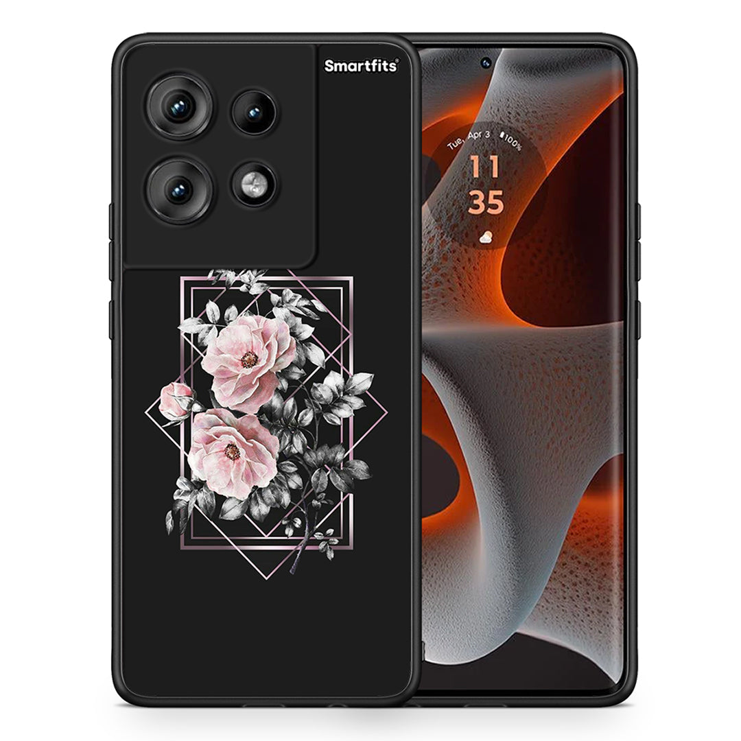 Θήκη Motorola Edge 50 Frame Flower από τη Smartfits με σχέδιο στο πίσω μέρος και μαύρο περίβλημα | Motorola Edge 50 Frame Flower case with colorful back and black bezels