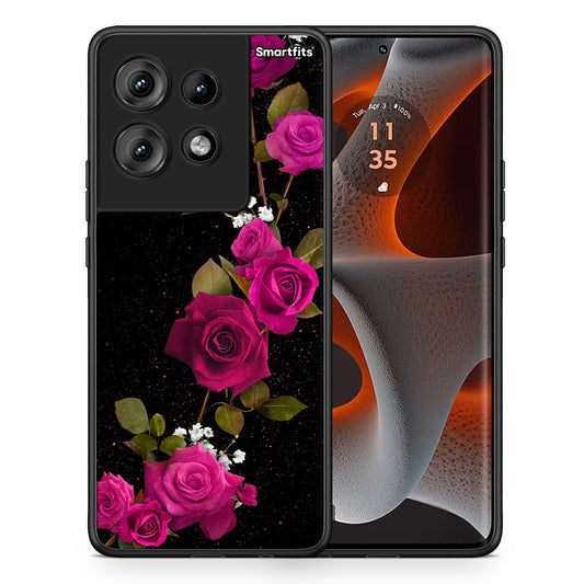 Θήκη Motorola Edge 50 Red Roses Flower από τη Smartfits με σχέδιο στο πίσω μέρος και μαύρο περίβλημα | Motorola Edge 50 Red Roses Flower case with colorful back and black bezels