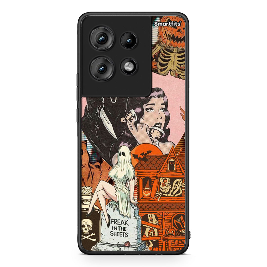 Motorola Edge 50 Halloween Collage Θήκη από τη Smartfits με σχέδιο στο πίσω μέρος και μαύρο περίβλημα | Smartphone case with colorful back and black bezels by Smartfits