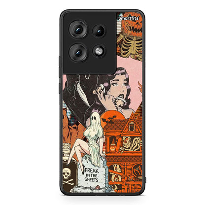 Motorola Edge 50 Halloween Collage Θήκη από τη Smartfits με σχέδιο στο πίσω μέρος και μαύρο περίβλημα | Smartphone case with colorful back and black bezels by Smartfits