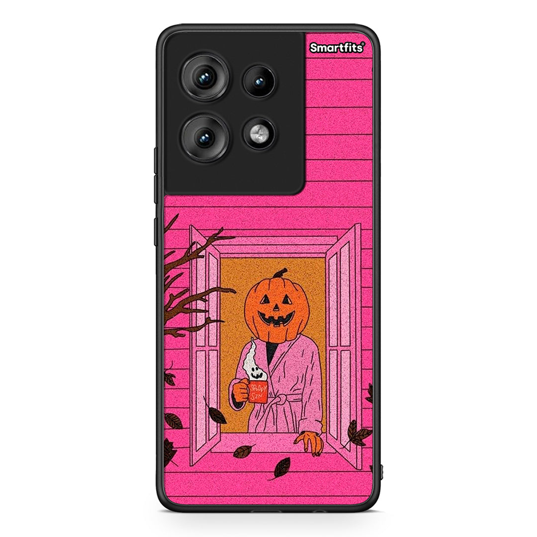 Motorola Edge 50 Halloween Pumpkin Lady Θήκη από τη Smartfits με σχέδιο στο πίσω μέρος και μαύρο περίβλημα | Smartphone case with colorful back and black bezels by Smartfits