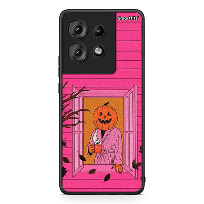 Motorola Edge 50 Halloween Pumpkin Lady Θήκη από τη Smartfits με σχέδιο στο πίσω μέρος και μαύρο περίβλημα | Smartphone case with colorful back and black bezels by Smartfits