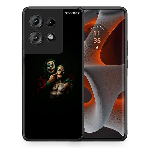 Θήκη Motorola Edge 50 Clown Hero από τη Smartfits με σχέδιο στο πίσω μέρος και μαύρο περίβλημα | Motorola Edge 50 Clown Hero case with colorful back and black bezels