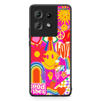 Thumbnail for Motorola Edge 50 Hippie Love θήκη από τη Smartfits με σχέδιο στο πίσω μέρος και μαύρο περίβλημα | Smartphone case with colorful back and black bezels by Smartfits