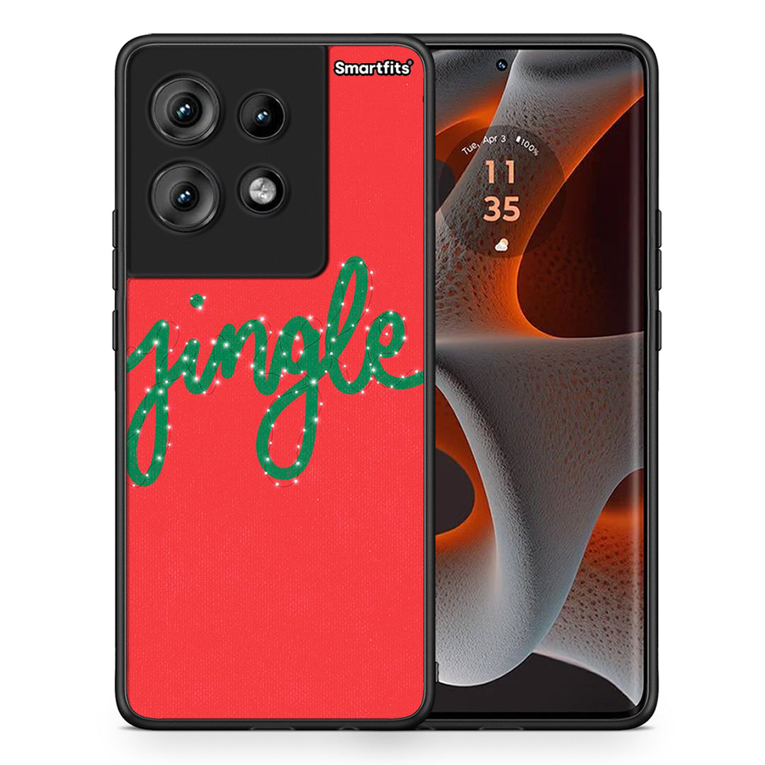 Θήκη Motorola Edge 50 Jingle Xmas από τη Smartfits με σχέδιο στο πίσω μέρος και μαύρο περίβλημα | Motorola Edge 50 Jingle Xmas case with colorful back and black bezels
