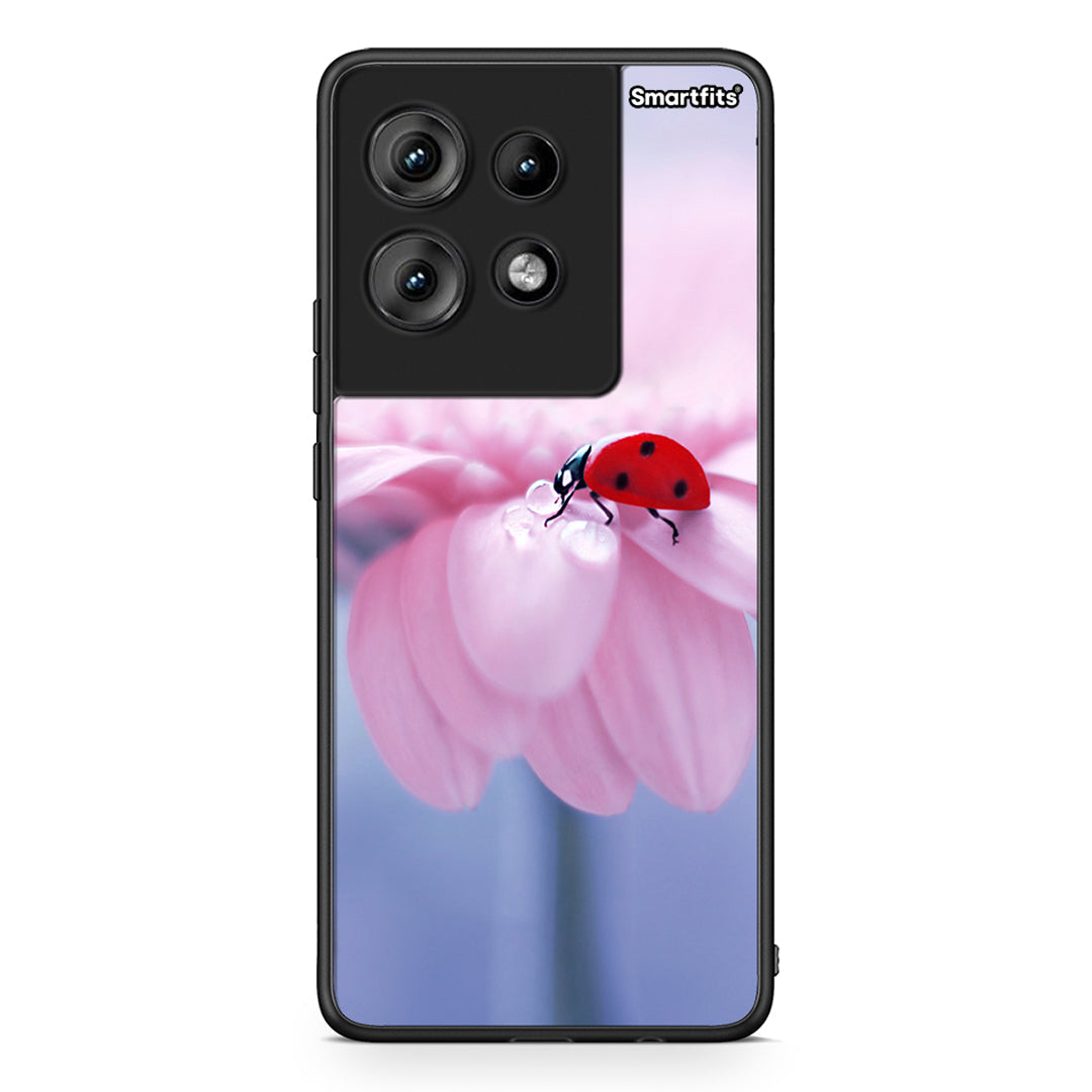 Motorola Edge 50 Ladybug Flower θήκη από τη Smartfits με σχέδιο στο πίσω μέρος και μαύρο περίβλημα | Smartphone case with colorful back and black bezels by Smartfits