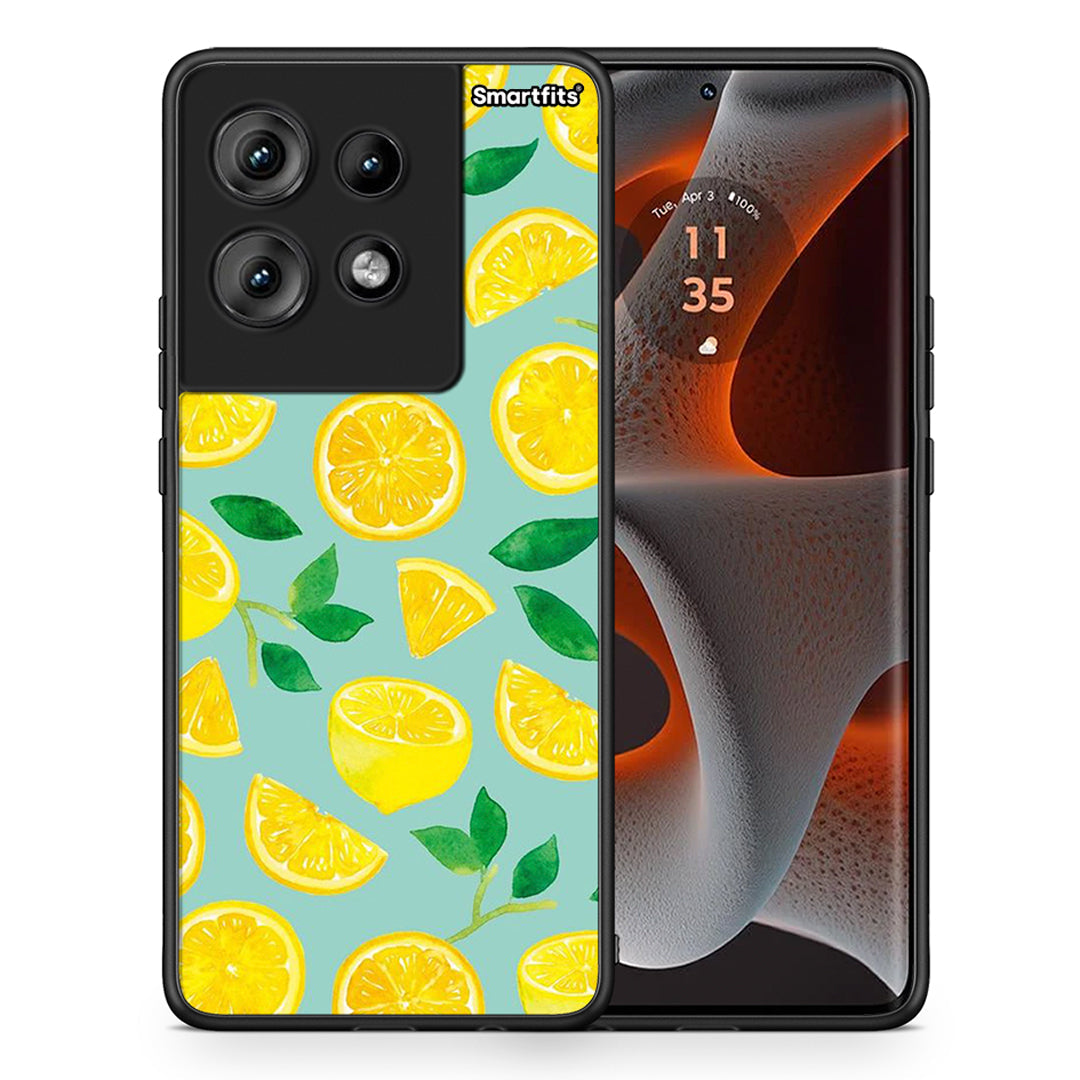 Θήκη Motorola Edge 50 Lemons από τη Smartfits με σχέδιο στο πίσω μέρος και μαύρο περίβλημα | Motorola Edge 50 Lemons case with colorful back and black bezels