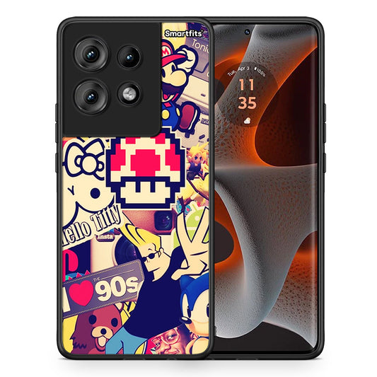 Θήκη Motorola Edge 50 Love The 90s από τη Smartfits με σχέδιο στο πίσω μέρος και μαύρο περίβλημα | Motorola Edge 50 Love The 90s case with colorful back and black bezels