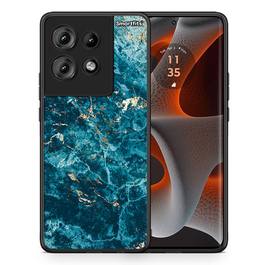 Θήκη Motorola Edge 50 Marble Blue από τη Smartfits με σχέδιο στο πίσω μέρος και μαύρο περίβλημα | Motorola Edge 50 Marble Blue case with colorful back and black bezels