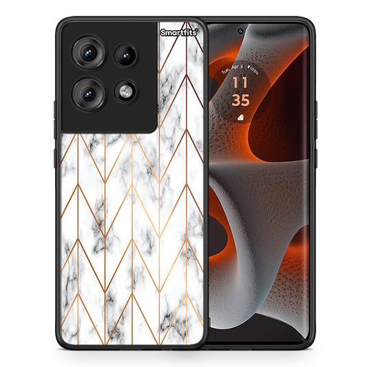 Θήκη Motorola Edge 50 Gold Geometric Marble από τη Smartfits με σχέδιο στο πίσω μέρος και μαύρο περίβλημα | Motorola Edge 50 Gold Geometric Marble case with colorful back and black bezels
