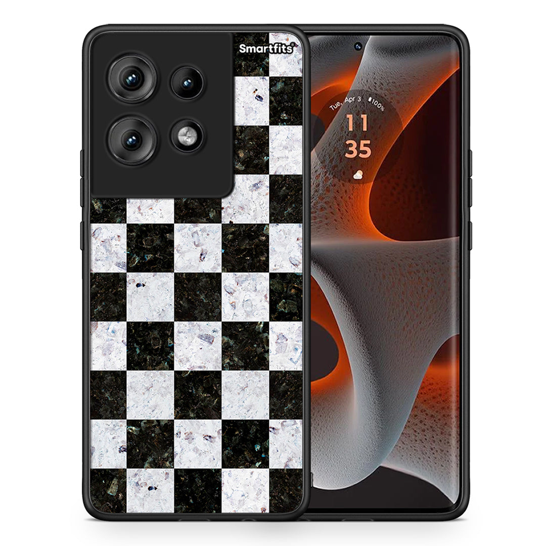 Θήκη Motorola Edge 50 Square Geometric Marble από τη Smartfits με σχέδιο στο πίσω μέρος και μαύρο περίβλημα | Motorola Edge 50 Square Geometric Marble case with colorful back and black bezels