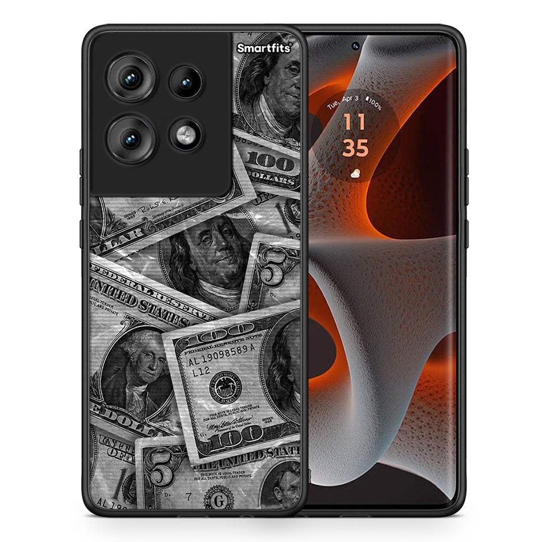 Θήκη Motorola Edge 50 Money Dollars από τη Smartfits με σχέδιο στο πίσω μέρος και μαύρο περίβλημα | Motorola Edge 50 Money Dollars case with colorful back and black bezels