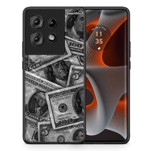 Θήκη Motorola Edge 50 Money Dollars από τη Smartfits με σχέδιο στο πίσω μέρος και μαύρο περίβλημα | Motorola Edge 50 Money Dollars case with colorful back and black bezels