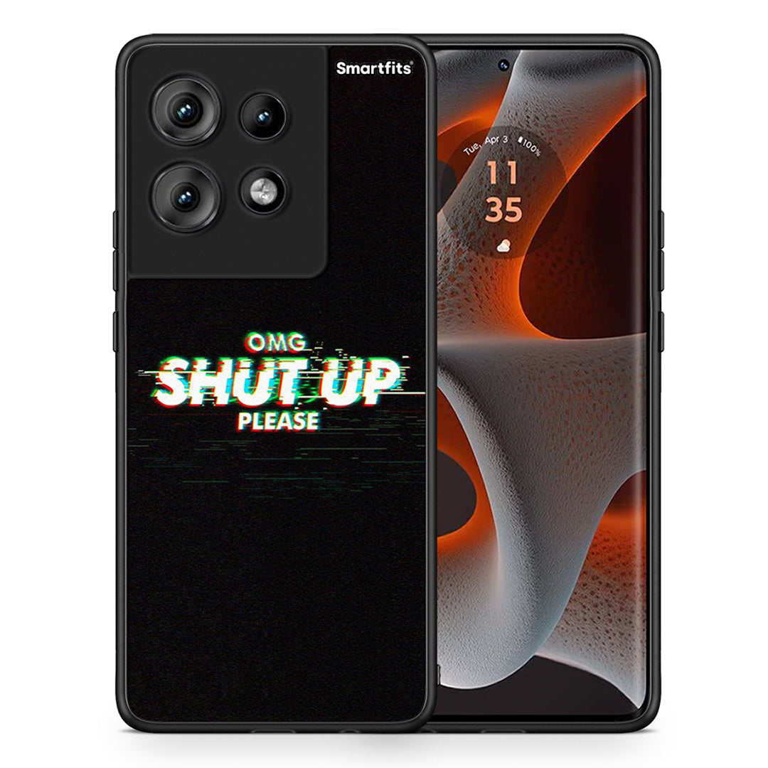 Θήκη Motorola Edge 50 OMG ShutUp από τη Smartfits με σχέδιο στο πίσω μέρος και μαύρο περίβλημα | Motorola Edge 50 OMG ShutUp case with colorful back and black bezels