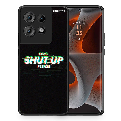 Θήκη Motorola Edge 50 OMG ShutUp από τη Smartfits με σχέδιο στο πίσω μέρος και μαύρο περίβλημα | Motorola Edge 50 OMG ShutUp case with colorful back and black bezels