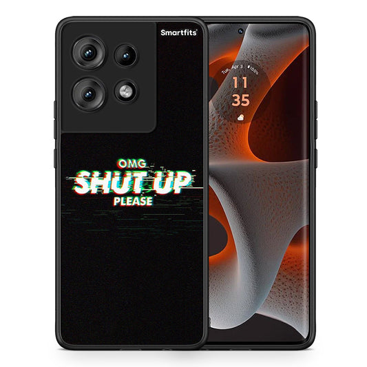 Θήκη Motorola Edge 50 OMG ShutUp από τη Smartfits με σχέδιο στο πίσω μέρος και μαύρο περίβλημα | Motorola Edge 50 OMG ShutUp case with colorful back and black bezels