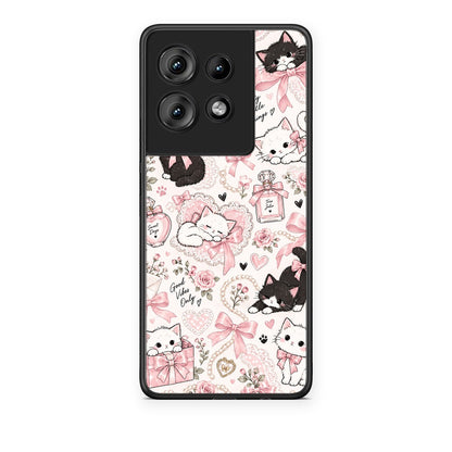 Θήκη Motorola Edge 50 Pink Bows and Kittens Collage από τη Smartfits με σχέδιο στο πίσω μέρος και μαύρο περίβλημα | Motorola Edge 50 Pink Bows and Kittens Collage case with colorful back and black bezels